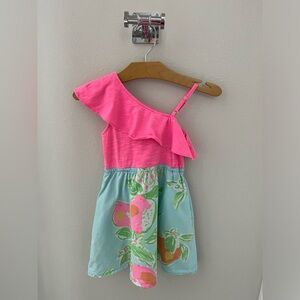 Lilly Pulitzer Girls S (4-5) One Shoulder Runa Dress “Pink Lemonade”